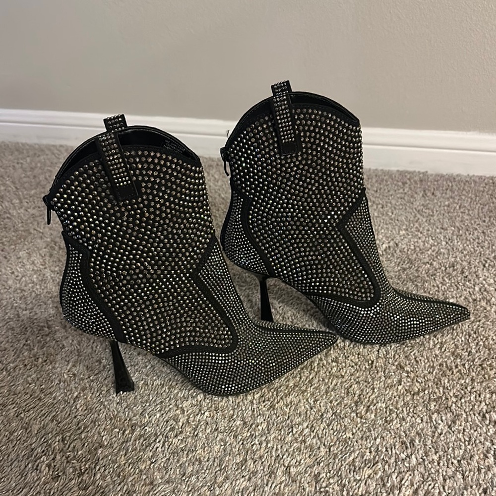 INC International Concepts Black Studded Ankle Boots